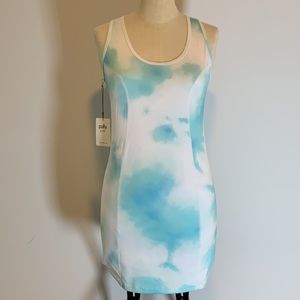 POLLY PARK blue & white tie-dye racer back mini tennis dress. Medium.